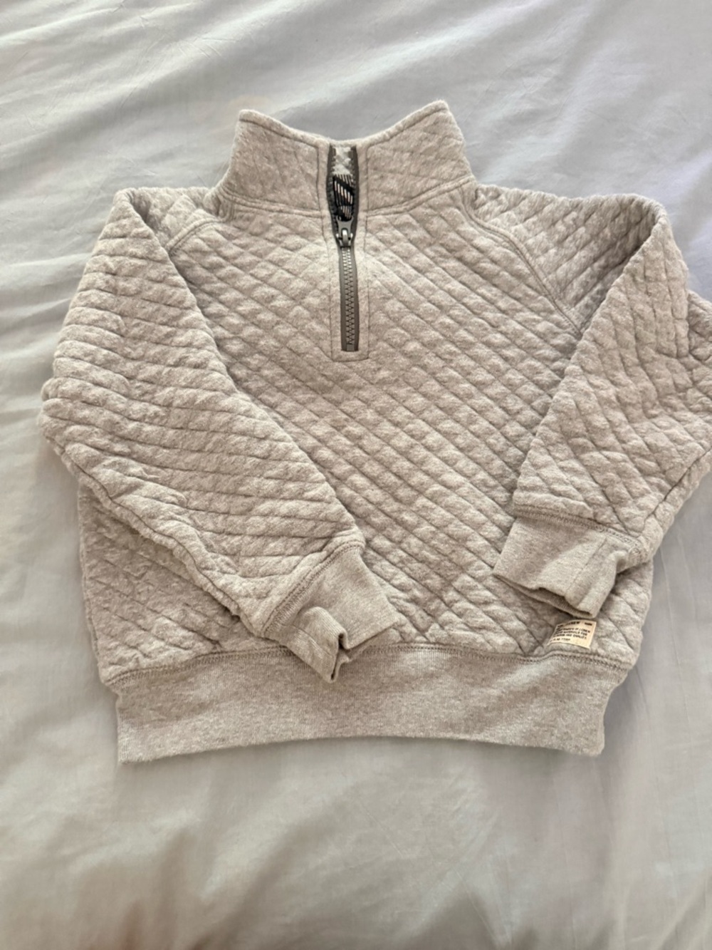 JCrew Crewcuts Quilted Half-Zip Pullover - Light Gray
